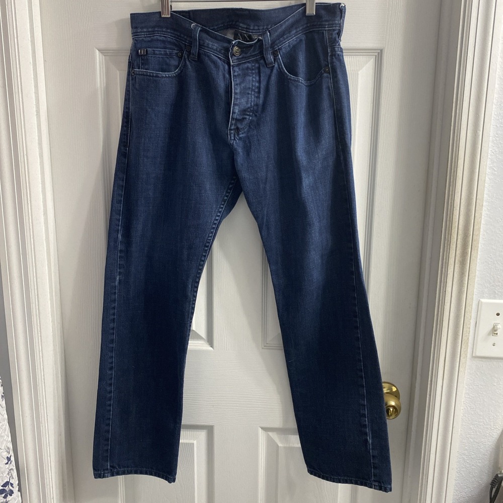 Armani Exchange Women's Jeans Dark Blue Denim Button Fly Size 32 Short